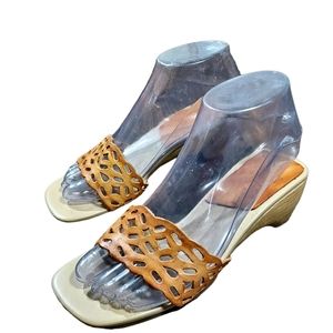 Papilio Heels 7 Leather Brown Sandals Shoes Woman Footwear Slipon